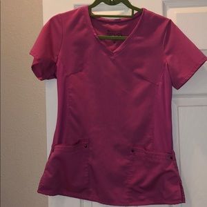 Healing hands- Purple label hot pink scrub top